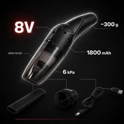 Draadloze Handstofzuiger - Wit - Oplaadbare Stofzuiger voor Auto en Huis - Inclusief 3 Accessoires — thumbnail 5