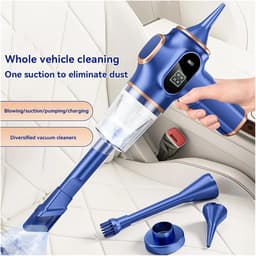 Draagbare Autostofzuiger - Handstofzuiger Kruimeldief - Auto en Thuis Reinigen - Hoge Zuigkracht Nat en Droog - 500 Gram - Blauw — thumbnail 4