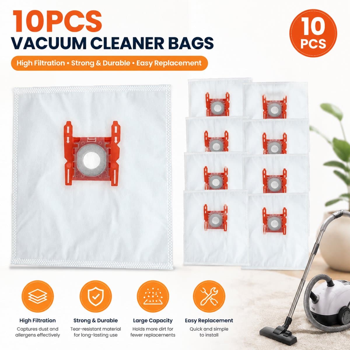 10stuks - Stofzuigerzakken - geschikt voor Bosch G ALL / BBZ41FGALL - Stofzakken geschikt voor alle Bosch stofzuigers - BBZ41FGALL/Type G - Stofzakken van non-woven materiaal — afbeelding 1