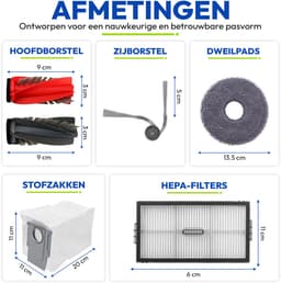 24-delige Accessoires Set Geschikt voor Roborock Saros 10R / Qrevo Curv 2 Pro / Qrevo CurvX Robotstofzuiger - Complete Onderhoudsset met Hoofdborstels, Zijborstels, Dweilpads, Stofzakken & HEPA Filters - Onderdelen — thumbnail 2