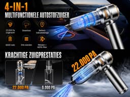 Mini Autostofzuiger 4-in-1 – 22.000 Pa – Draadloze Handstofzuiger met Luchtblazer en Pomp – 6000 mAh – 3 Zuigstanden – HEPA-filter – USB-C — thumbnail 4