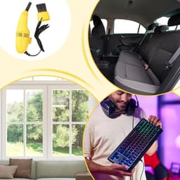 Toetsenbordstofzuiger - Mini stofzuiger - Computer reinigen - Fluisterstil ontwerp - 19.7 cm lengte - Geel — thumbnail 4
