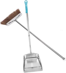 Bezem en stoffer - Veegset huishouden - Vloer reinigen - Roestvrij staal - 925 cm lengte - Zilver — thumbnail 1