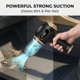 KZQ Handheld auto stofzuiger met LCD-scherm - Draadloze oplaadbare stofzuiger voor auto thuis kantoor en huisdierharen - 7-in-1 reinigingsset - Zwart — thumbnail 3