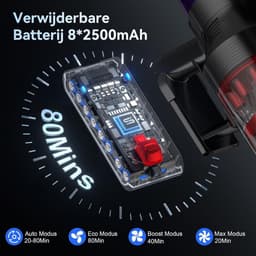Steelstofzuiger Draadloos - 58KPa - LED Touchscreen - 80 Minuten Gebruiksduur - HEPA Filter — thumbnail 2
