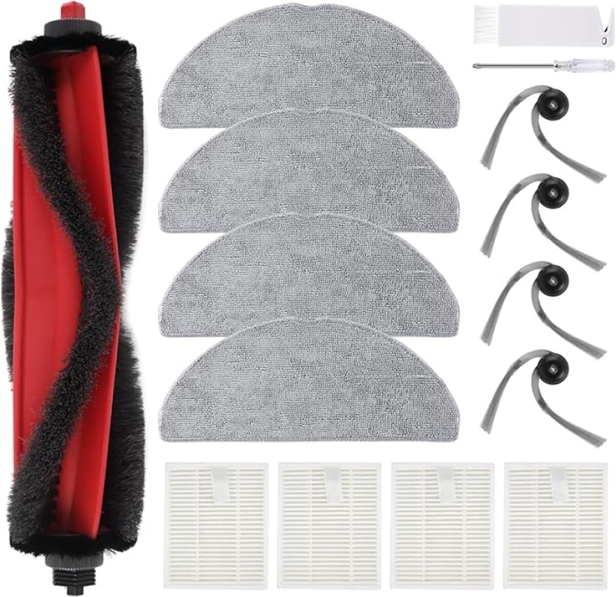 Reserve Accessoires Compatibel met Roborock Q7 M5/M5+, Q7 L5/L5+ Robotstofzuiger, 1 Hoofdborstel, 4 Filters, 4 Zijborstels, 4 Dweildoeken — afbeelding 1