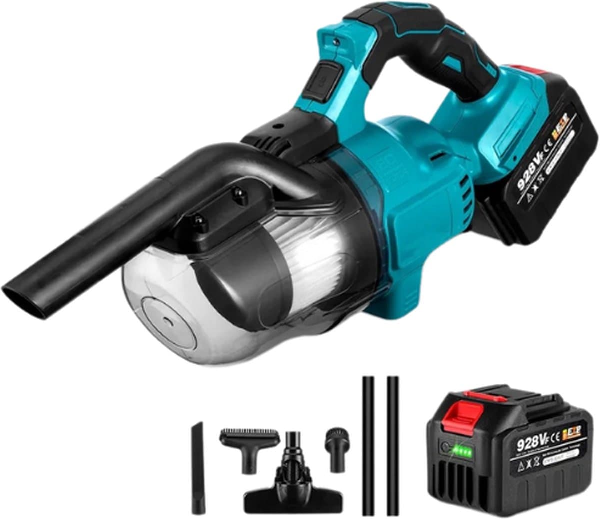 Vevor Draadloze handheld elektrische stofzuiger - Met 2 Batterijen - handstofzuiger - Kruimeldief snoerloos - Kruimelzuigers - 1000W - 18V - 0.7L - Blauw — afbeelding 1