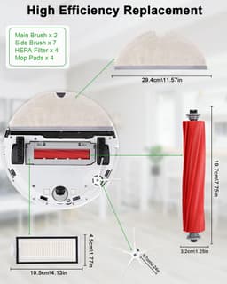 Reserveonderdelen, accessoires, geschikt voor Roborock Q7/Q7+/Q7 Max/Q7 Max+ stofzuiger, 2 hoofdborstels, 4 schoonmaakdoeken, 4 HEPA-filters, 7 zijborstels, 1 borstelreinigingsgereedschap, — thumbnail 3