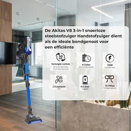 MKSS® Stofzuiger Zonder Zak - Steelstofzuiger Draadloos - Steelstofzuigers - Stofzuigers - Vacuum Cleaner - Grijs met Blauw — thumbnail 3