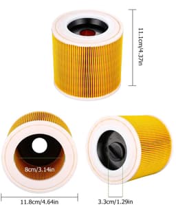 2 filterelementen - rond filterelement - patroonfilter - voor Kärcher stofzuigers filter - voor Kärcher WD3 Premium, WD2, WD3, WD3P, MV2, MV3 - WD3 filter - vervangingsfilter voor Kärcher stofzuigers Apparaat 6.414-552.0/64145520 — thumbnail 2