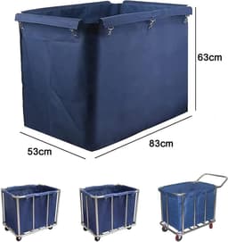 Wasmandzak - Vervangende zak - Wassen organiseren - Waterdicht Oxford - 400 liter capaciteit - Blauw Bruin — thumbnail 3