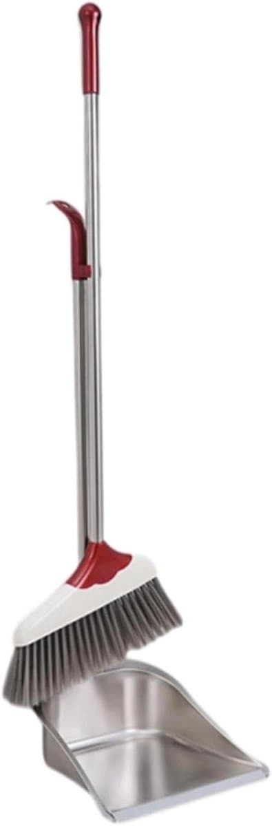 Staande Stoffer Blikset - Bezem Lange Steel - Comfortabel Vegen - Naadloze Rubberen Strip - Ruimtebesparend - Grijs — afbeelding 1