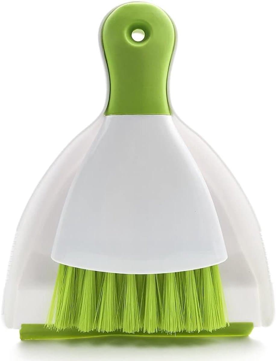 Stoffer en blik set - Mini bezem combi - Kleine oppervlakken reinigen - Ergonomisch anti-slip handvat - 1 stuks - Groen — afbeelding 1