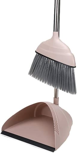 Stoffer en blik - Reinigingsset - Huishoudelijk schoonmaken - Roestvrij staal ontwerp - 98 cm lang - Grijs — thumbnail 1
