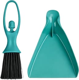 Handveger en borstel - Klein schoonmaaksetje - Bureau opruimen - Compact en stabiel - 24 cm lang - Grijs — thumbnail 1
