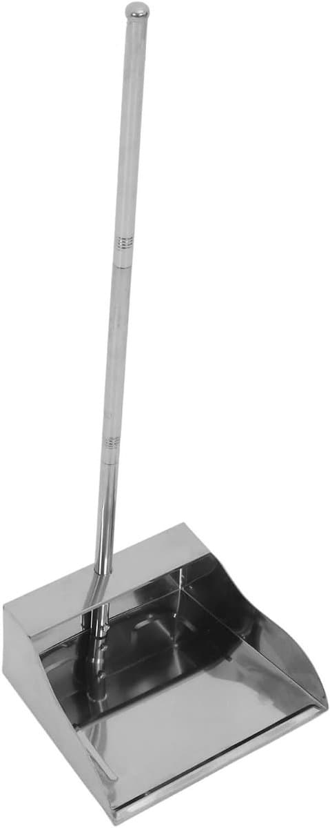 Vuilblik Lange Steel - Stoffer en blik - Huis en tuin - Extra grote opvang - 70 cm lengte - Zilver — afbeelding 1