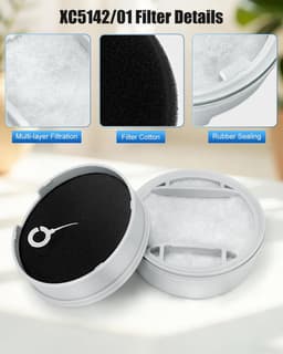 4 stuks filters vervanging voor Philips 5000 Series XV1651/01 XC5041 XC5043 XC5141 XC5142 XC5242 XC5243, XC5244 Batterij Stofzuiger - Mesh Katoen Filter — thumbnail 5