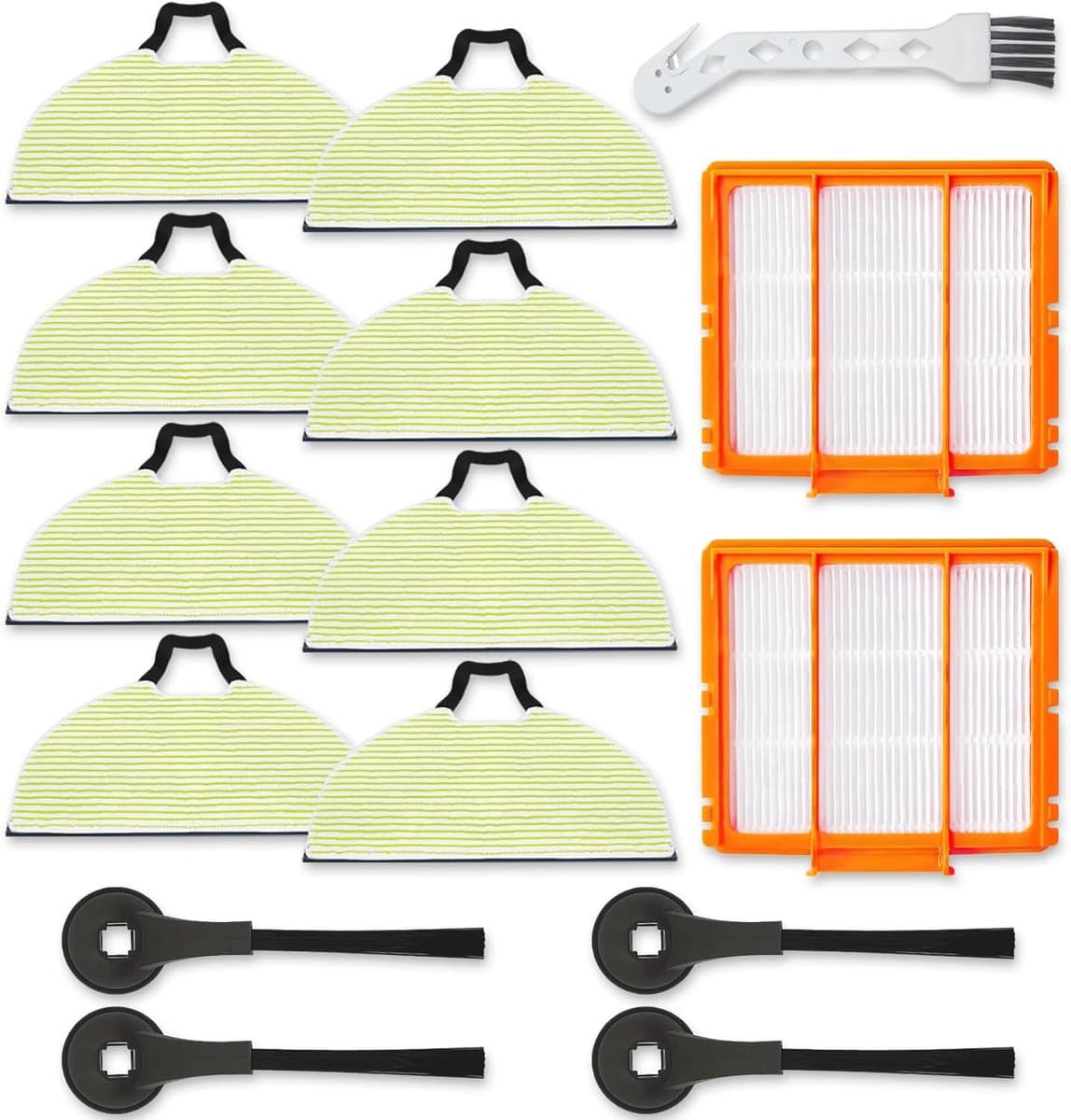 15 stuks accessoires - 8 dweilpads, 2 HEPA-filters, 4 zijborstels en 1 Reinigingsborstel - Voor Shark RV2610WA RV2620WA RV2410WD AV2610WA AI Ultra 2-in-1 Matrix Clean robotstofzuigermodellen — afbeelding 1