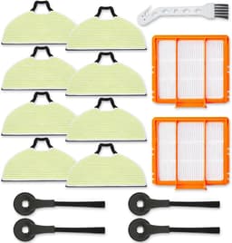 15 stuks accessoires - 8 dweilpads, 2 HEPA-filters, 4 zijborstels en 1 Reinigingsborstel - Voor Shark RV2610WA RV2620WA RV2410WD AV2610WA AI Ultra 2-in-1 Matrix Clean robotstofzuigermodellen — thumbnail 1