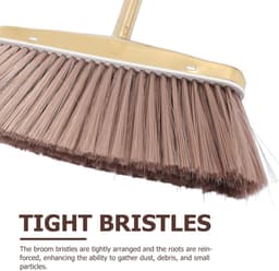 Bezem en stoffer - Huishoudelijke set - Efficiënt schoonmaken - Staande opbergruimte - 115 cm steel - Goud — thumbnail 2