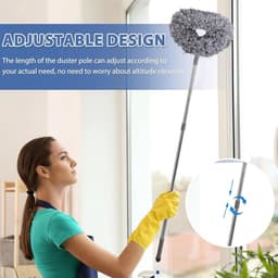 Ventilator Reiniger - Stoffer met steel - Hoge plekken poetsen - Flexibele kop - Tot 100 cm - Grijs — thumbnail 3