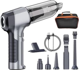 Draagbare Stofzuiger - Handreiniger - Auto Interieur - Sterke Zuigkracht - 500 Gram Capaciteit - Zilver — thumbnail 1