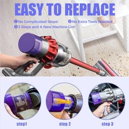 3-delige filtervervangingsset voor Dyson V10 Cyclone - V10 Absolute - V10 Animal - V10 Total Clean en V10 Motorhead - vervangt onderdeelnummer 969082-01 - inclusief 1 reinigingsborstel. — thumbnail 4