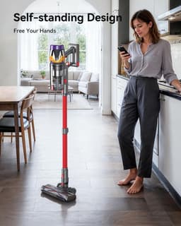 Draadloze Steelstofzuiger - Krachtige Zuiger - Snel Huis Schoon - Hoge Zuigkracht 650W - 3.6kg 122cm Hoog - Rood — thumbnail 4