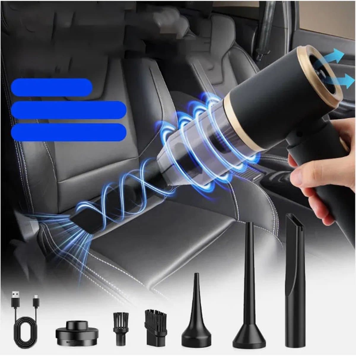 4-in-1 Draadloze Mini Handstofzuiger – Nat & Droog –Auto, Thuis & Kantoor – Compact & Multifunctioneel — afbeelding 1