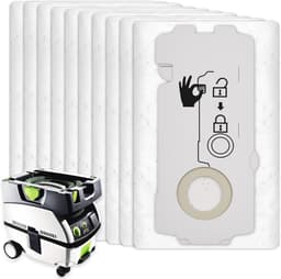 10 stuks Stofzuigerzakken compatibel met 204308 - Festool CT MINI CT MINI I CT MIDI en CT MIDI I - CTC MINI/MIDI en CT 15 - Vervangende stofzakken — thumbnail 1