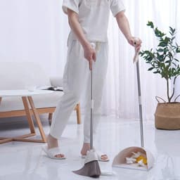 Stoffer en blik - Reinigingsset - Vloeren schoonmaken - Rechtopstaande opslag - L92cm B28cm - Wit — thumbnail 3
