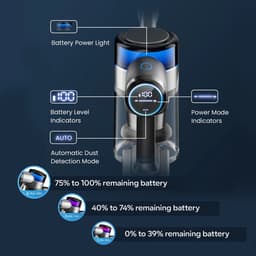 Draadloze Steelstofzuiger - 55 kPa Zuigkracht - Tot 55 Minuten Batterijduur - Verwisselbare 6x2000mAh Accu - HEPA Filter - Gemotoriseerde Turbo Borstel voor Dierenharen en Tapijten - 4 Zuigstanden - Lichtgewicht 2,8 kg - Blauw — thumbnail 5