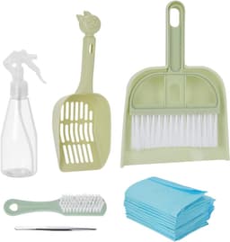 Veegschep Set - Mini Bezem - Huisdier Reiniging - Compact Ontwerp - 24 cm Pakket - Grijs — thumbnail 1