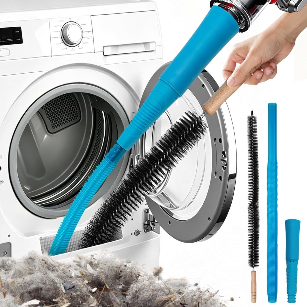 Reinigingsset geschikt voor drogerventilatie - 80 cm Flexibele Vacuüm Slang - Pluis Verwijderaar - Flexibele spleetzuigmond - Efficiënte Reiniging - voor Wasruimte en Huisonderhoud — afbeelding 1