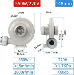Opblaasbare Ventilator - Stofverwijderaar - Luchtcirculatie Werkplaats - Metaalijzeren Behuizing - 21 m/u - Beige — thumbnail 5