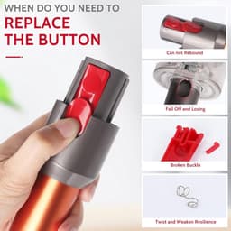 Geschikt voor dyson V7 V8 V10 V11 V15 stofzuiger sluitplaat knop, stofzuiger buis vervangen/licht gereedschap knop met veer, 2-delige vacuumpomp/cleanhead clip — thumbnail 2