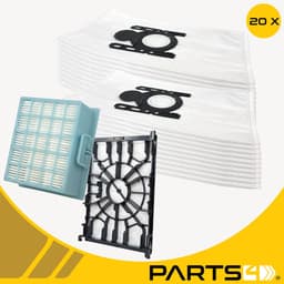 20 PARTS4® Stofzuigerzakken + HEPA & motorfilter geschikt voor Bosch Move On & Serie 6 | Complete set met 20 stofzuigerzakken, HEPA filter (model BBZ156HF) en motorfilter (model 00579421) — thumbnail 5