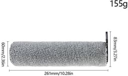 3 stuks Rolborstel - geschikt voor UWANT D100 - D100 PRO - V8 - V10 - V20 - D5 - D5 PRO - A60 - A100 - voor robotstofzuiger - 26.1*6*8.3cm - grijs — thumbnail 2