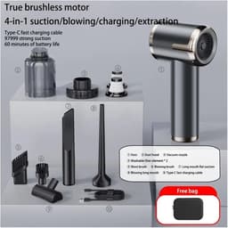 Draagbare Stofzuiger - Kruimelzuiger Auto - Snel Schoonmaken - 4-in-1 Multifunctioneel - 0.5L Capaciteit - Grijs — thumbnail 5