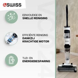 4Swiss Smart stofzuiger VC024, snoerloze stofzuiger met dweilfunctie, nat- en droogzuiger met dubbele tank, zelfreinigende functie, LED-display — thumbnail 5