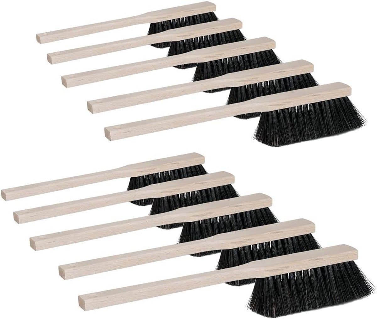 Handveger Houten Steel - Stoffer en blik - Stofvrij Werken - Lange Beukenhouten Steel - 430 mm Lengte - Natuurlijk — afbeelding 1