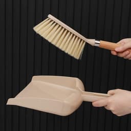Stofblik en Bezemset - Mini Schoonmaakset - Bureau Schoonmaken - Compact Ontwerp - 32 cm - Beige — thumbnail 2