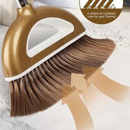 Bezem en Stofpan - Reinigingsset - Snel Opruimen - Ruimtebesparend Ontwerp - Compact - Goud — thumbnail 5