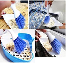 Mini Stofblik en Borstel - Tafelblad Reinigingsset - Kleine Oppervlakken Schoonmaken - Draagbaar en Compact - 1 stuk - Wit Blauw — thumbnail 2
