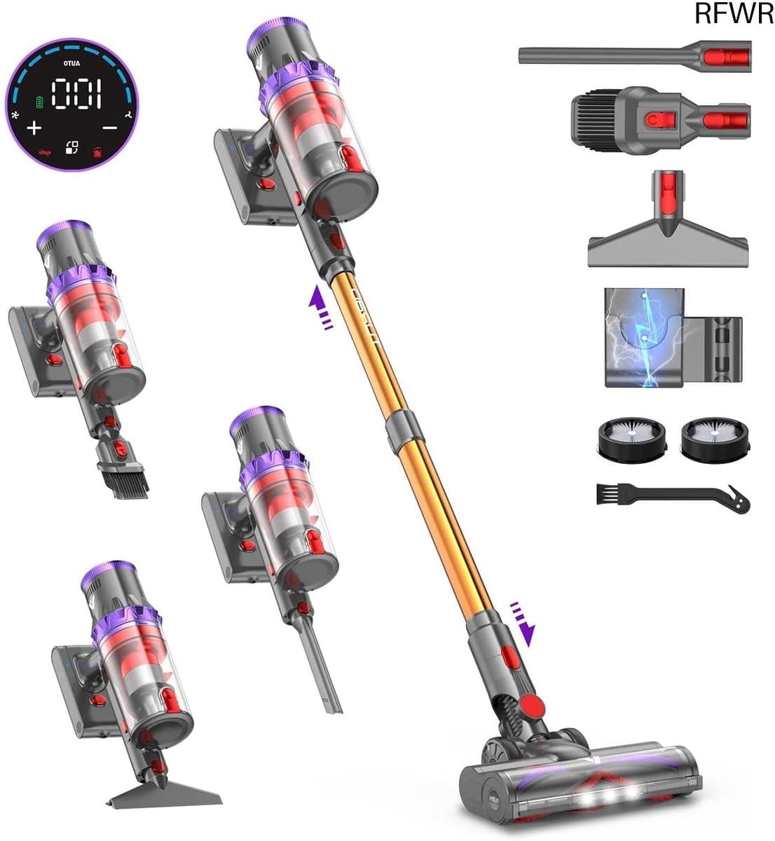 Steelstofzuiger Draadloos - Krachtige Stofzuiger - Snel Huis Schoon - Automatische Zuigkracht - 75 Min Looptijd - Goud — afbeelding 1