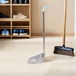 Stofblik met steel - Vuilblik metaal - Efficiënt schoonmaken - Roestvrij staal ontwerp - 80 cm lengte - Zilver — thumbnail 5