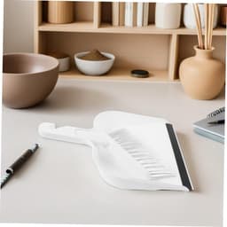 Mini Stofblik Set - Kleine Bezem - Bureau Schoonmaken - Compact Ontwerp - 2 Sets - Wit — thumbnail 2