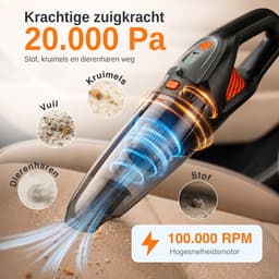 Kruimeldief Snoerloos 20.000 Pa – 30 min – HEPA – Autostofzuiger Oplaadbaar – Handstofzuiger – Kruimelzuiger – Draadloze Stofzuiger – Woodoro — thumbnail 2