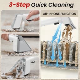 GDE - Vlekkenreiniger – Draagbare Tapijtreiniger - Meubelreiniger – Natzuiger voor Bank, Tapijt, Auto en Bekleding – Dubbele Watertank — thumbnail 3