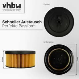 vhbw 3-laags filter, compatibel met Kärcher WD 5, WD 5.200M, WD 4.290, WD 4.500, WD 4.200, WD 4.250, WD 4 stofzuigers - patroonfilters geel zwart — thumbnail 3